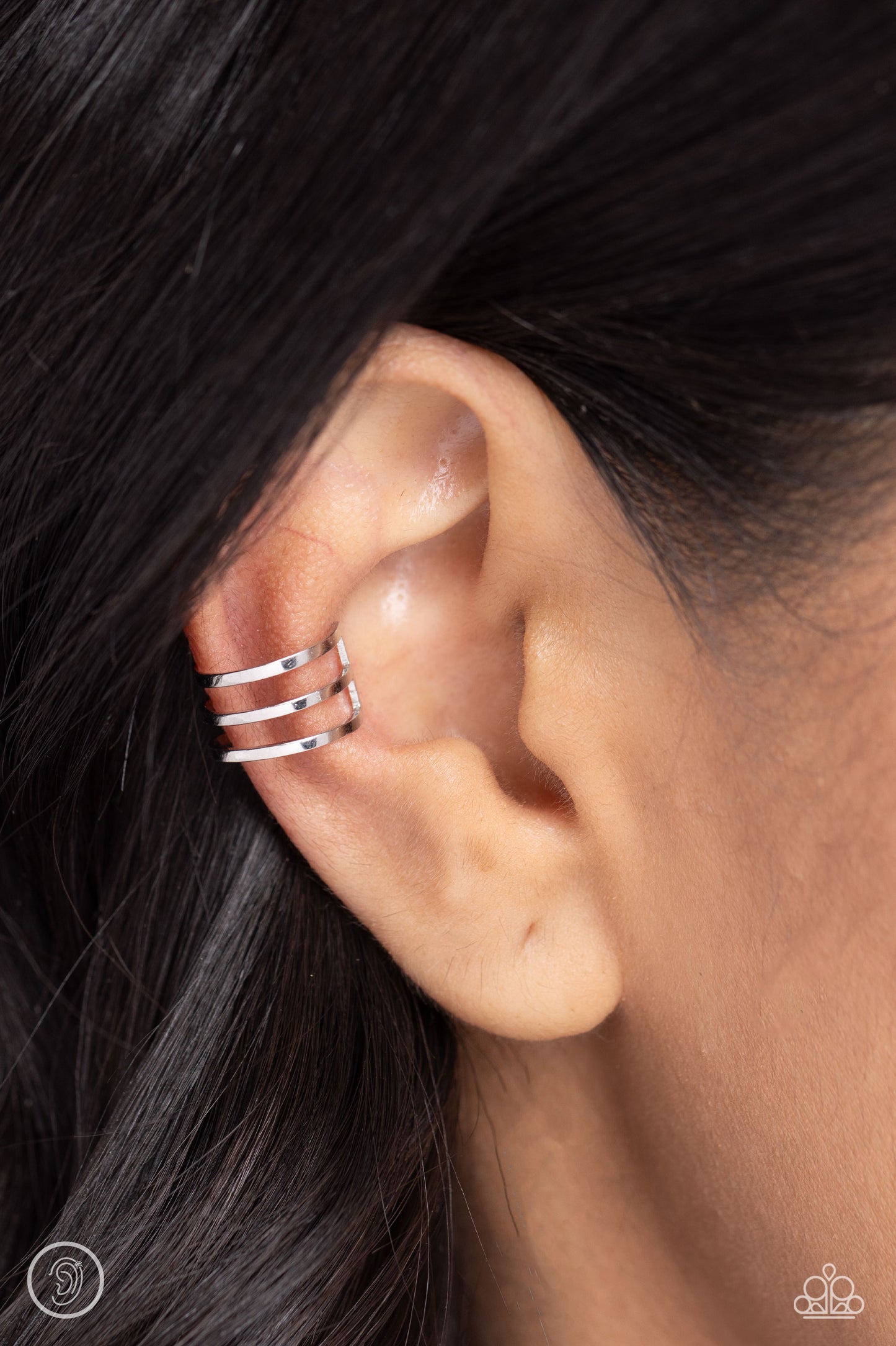 Metro Mashup - Silver Bar Adjustable Ear Cuff Earring Paparazzi E1956