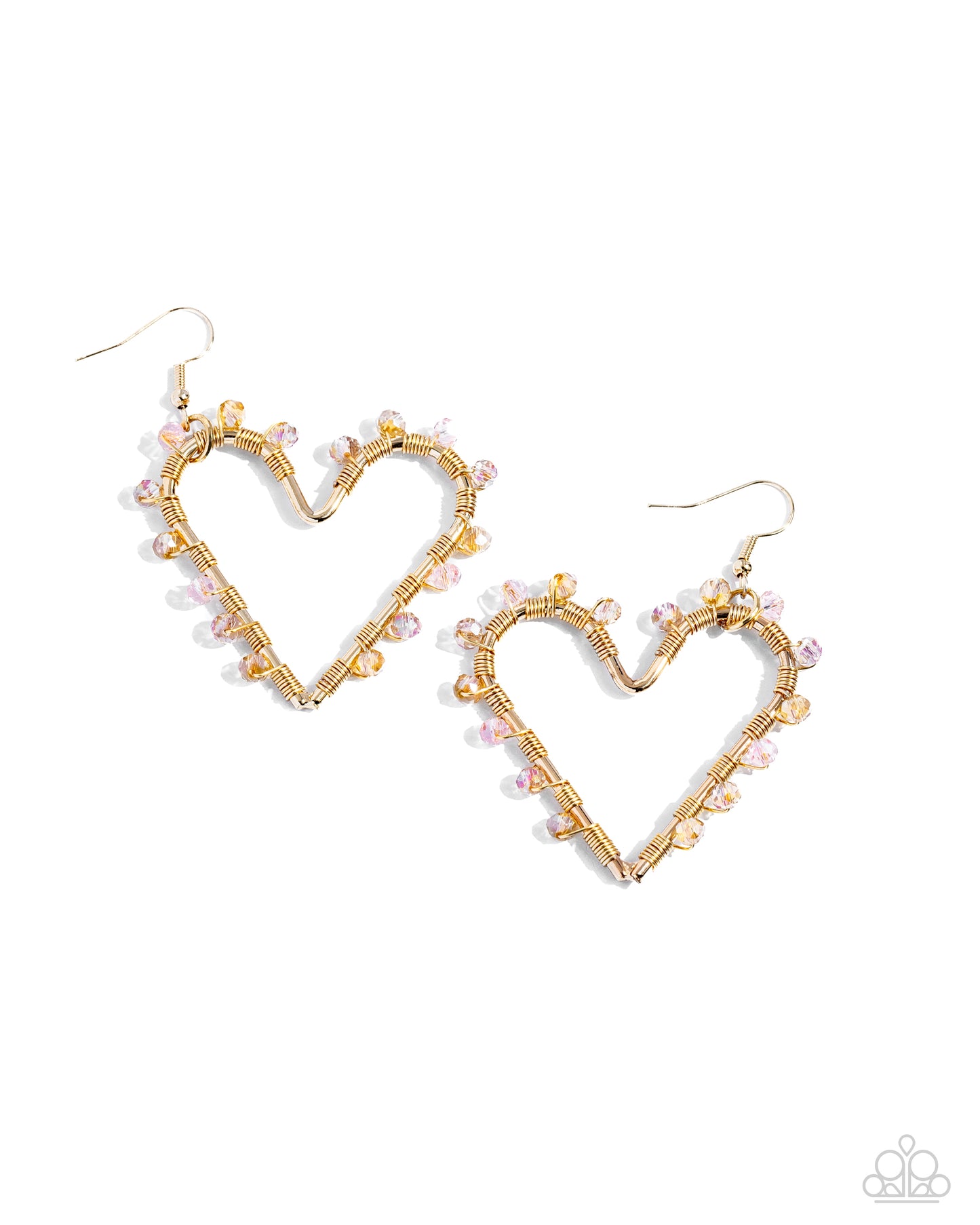 HEART of Your World - Gold Champagne Bead Heart Earring Paparazzi E2130