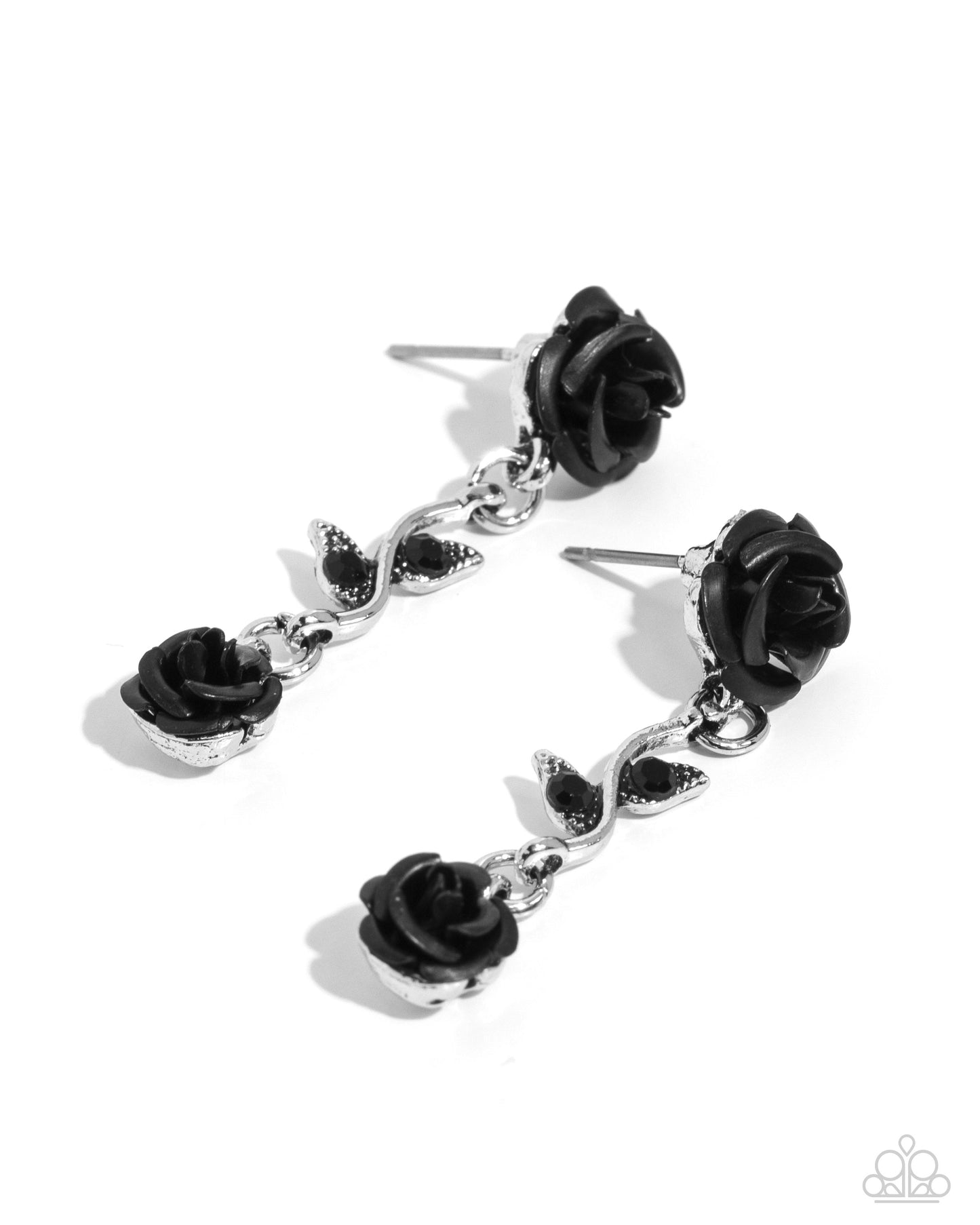 Led by the ROSE - Black Acrylic Rose Flower Earring Paparazzi E2009