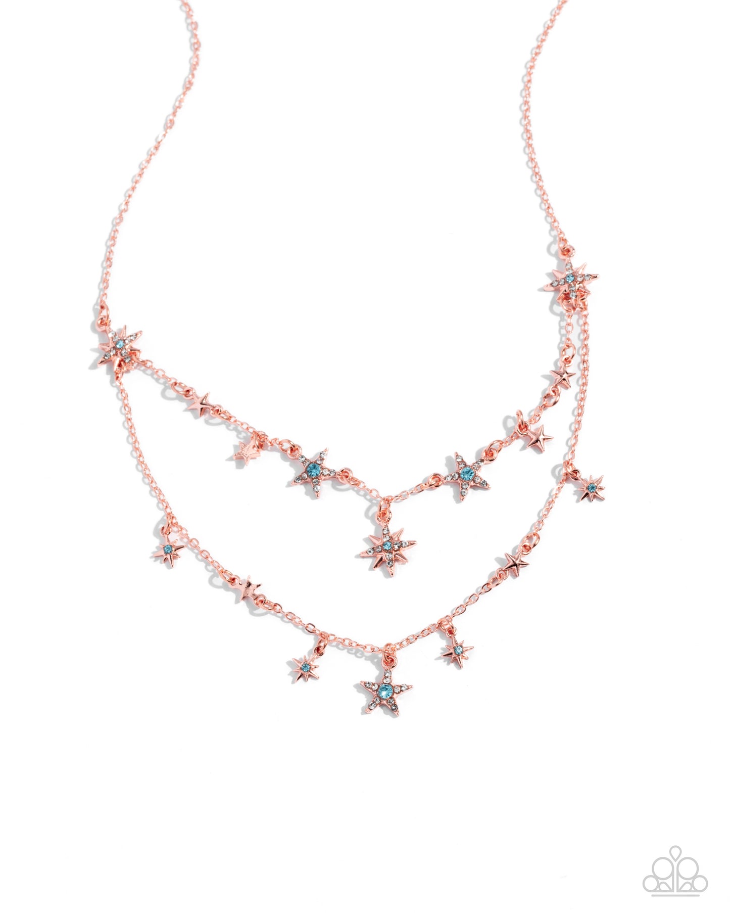 Raising the STAR - Copper - Shiny Copper Chain & Aquamarine Gem Star Necklace Paparazzi N2291