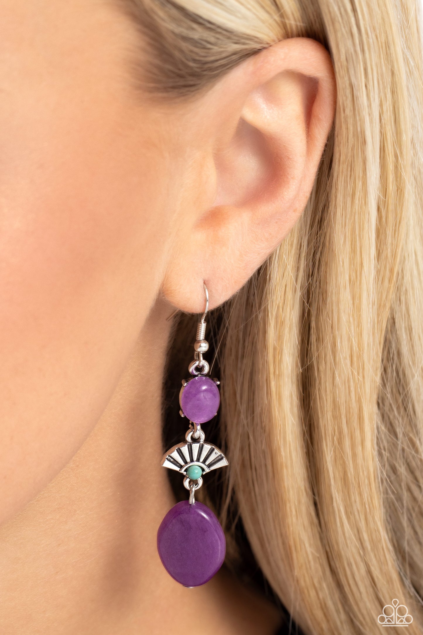 Creative Cascade - Purple Amethyst Stone Santa Fe Style Earring Paparazzi E1926