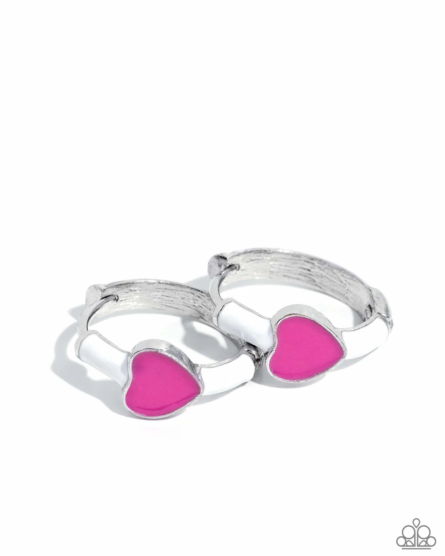 Open-Hearted Headline Multi Pink - Peacock Pink Heart Hoop Hinge Earring Paparazzi E2115