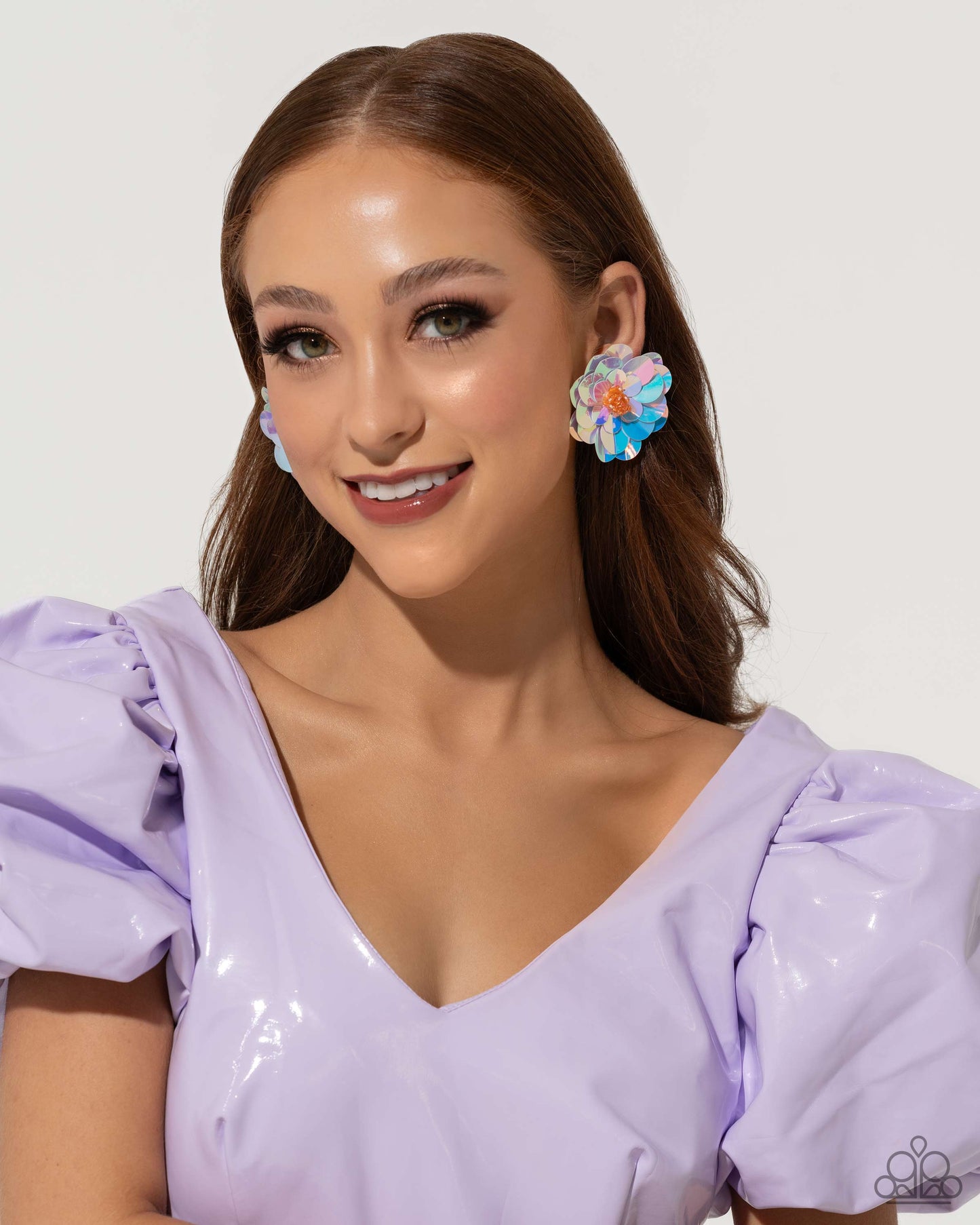 Floating Florals - Multi Iridescent Acrylic Flower Post Earring Life Of The Party May 2024 Paparazzi E1993