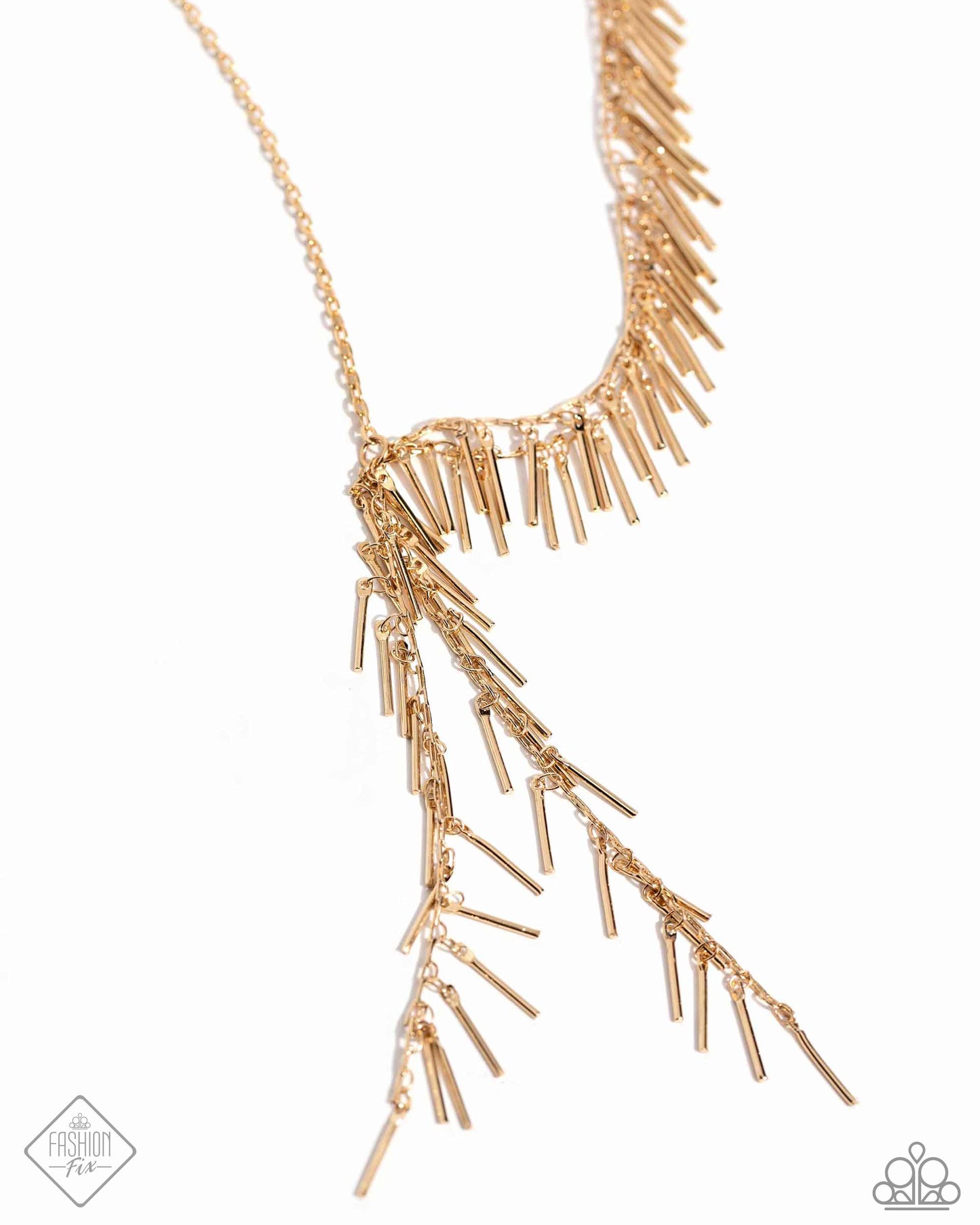 Linear Leap - Gold Dainty Bars & Chain Necklace Magnificent Musings Fashion Fix May 2024 Paparazzi N2367