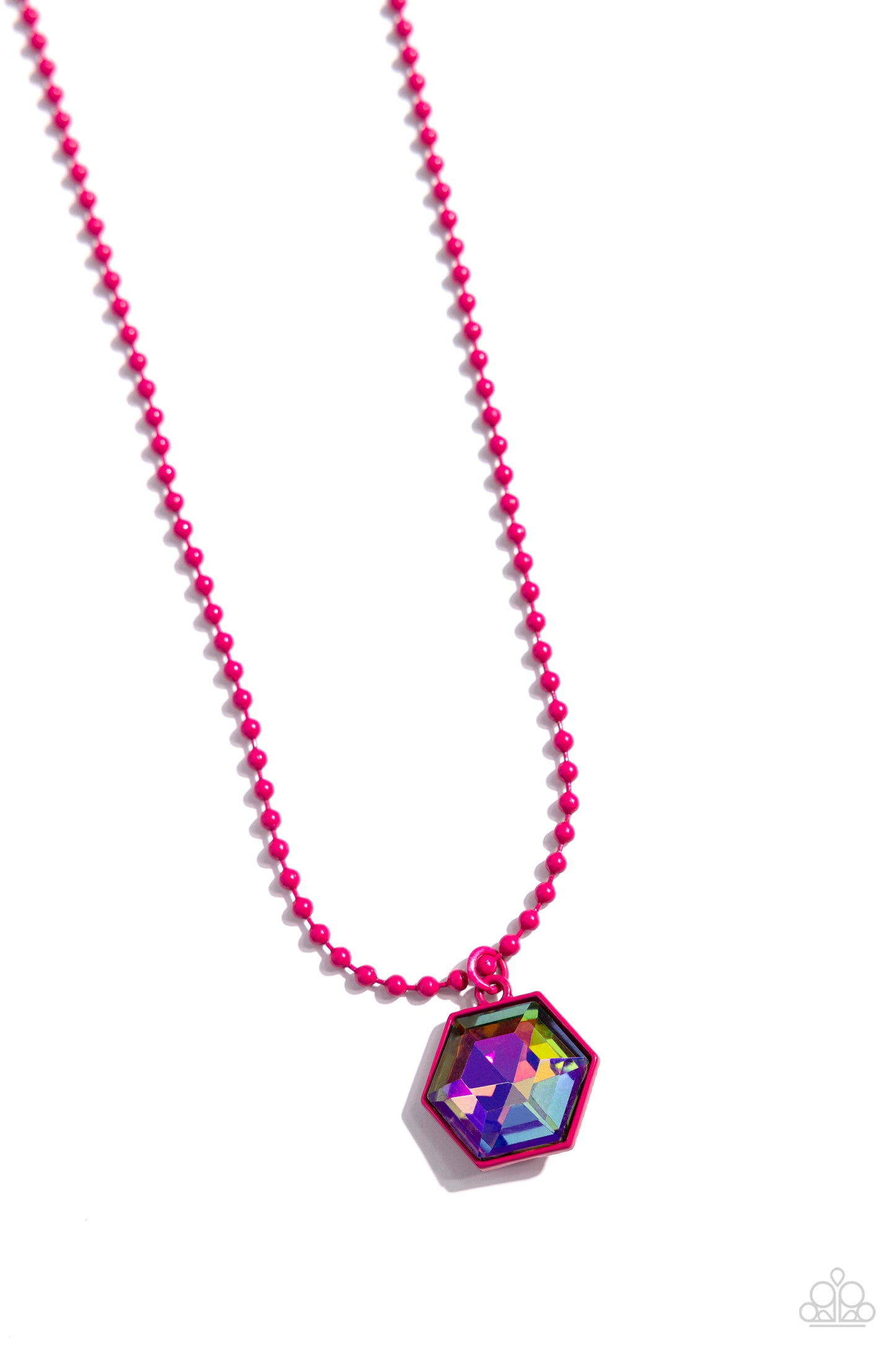 Sprinkle of Simplicity - Pink Vibrant Metal Frame Multicolored Gem Necklace Paparazzi N2207