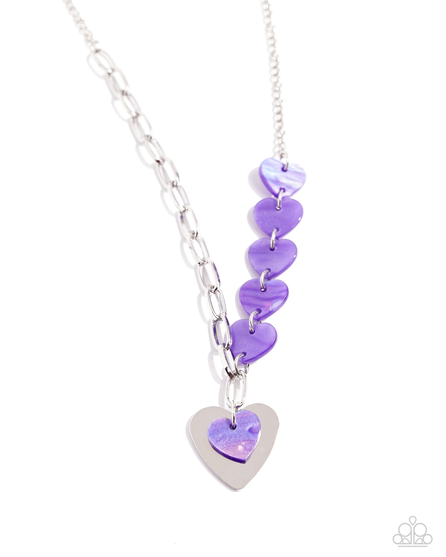 HEART Of The Movement - Purple Opalescent Hearts Paperclip Chain Necklace Paparazzi N2223