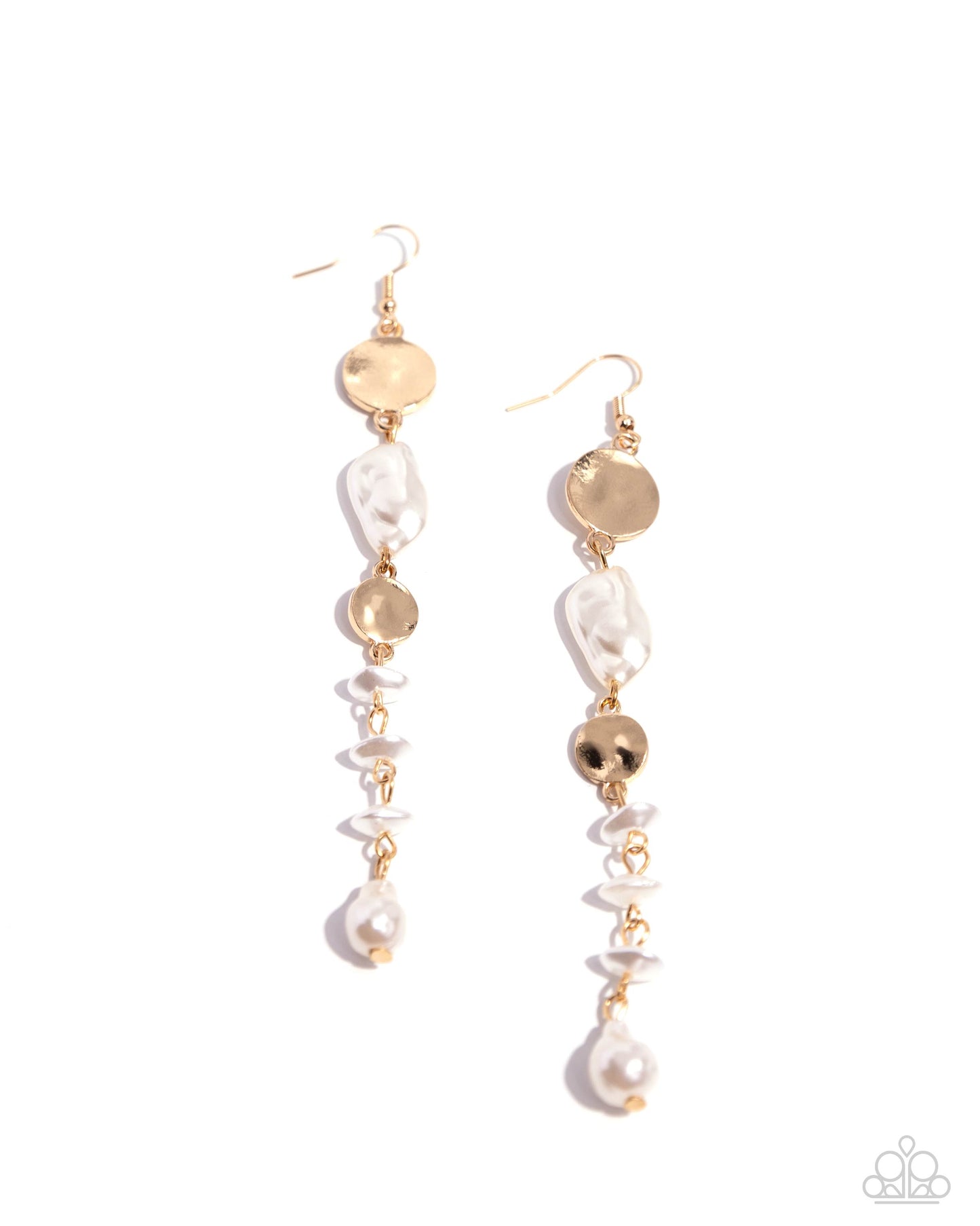 Cosmopolitan Chic - Gold, Pearl Bead, Baroque White Pearl Earring Paparazzi E1989