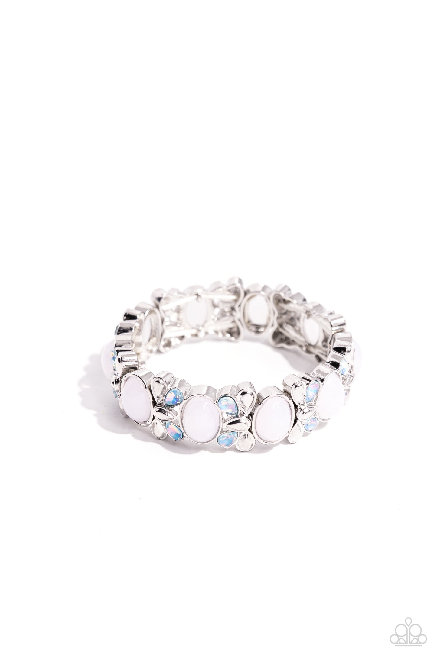 Presidential Perfection - White Opal & Blue Opal Resin Stretch Bracelet Paparazzi B1640