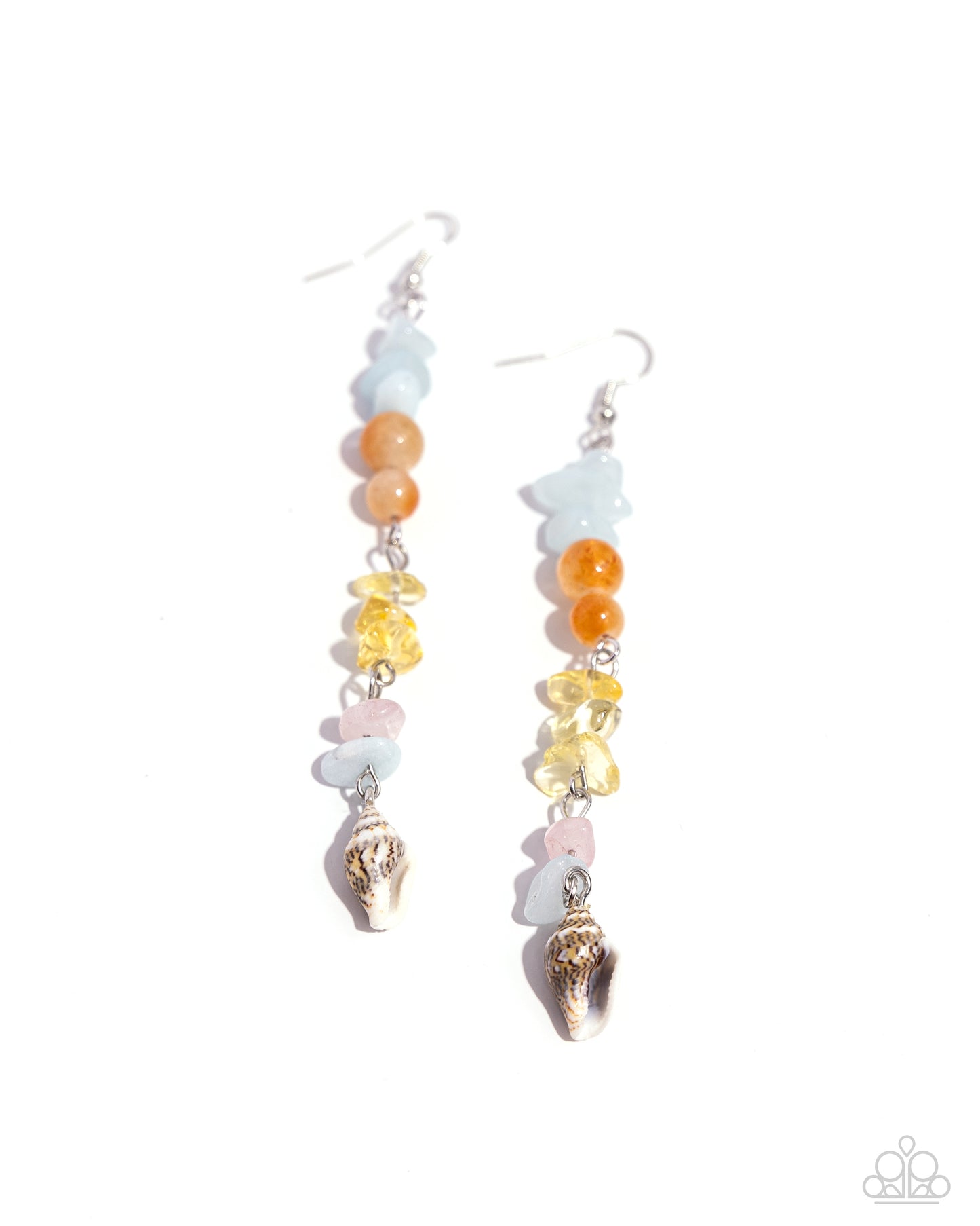 Game of STONES - Multi Colored Stone & Seashell Charm Earring Paparazzi E1940