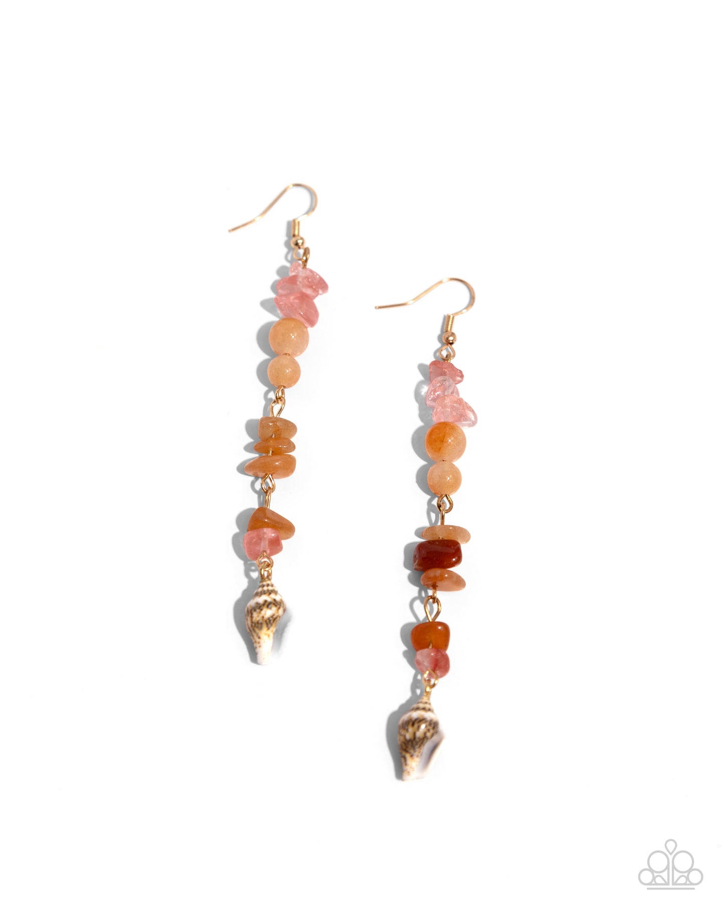 Game of STONES - Orange, Pink Stone & Seashell Charm Earring Paparazzi E2021