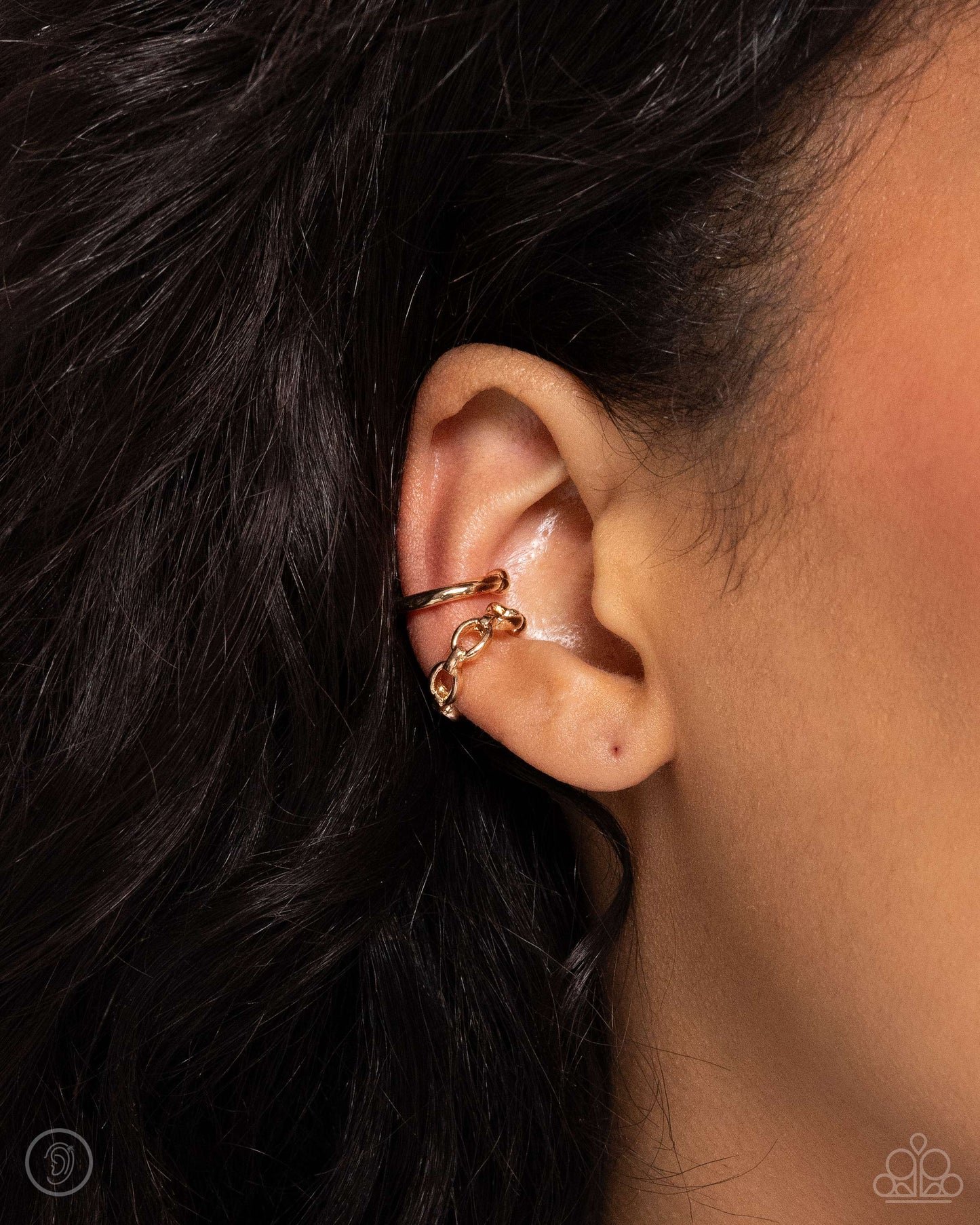 Barbell Beauty - Gold Barbell Style Ear Cuff Paparazzi E1923