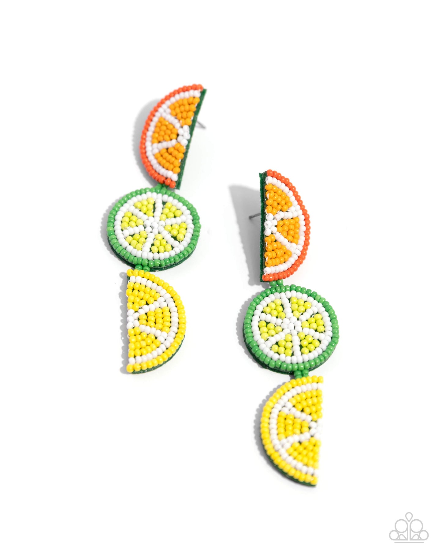 Fresh Fruit - Multi Colored Seed Bead Orange, Lime, Lemon Earring Paparazzi E2283