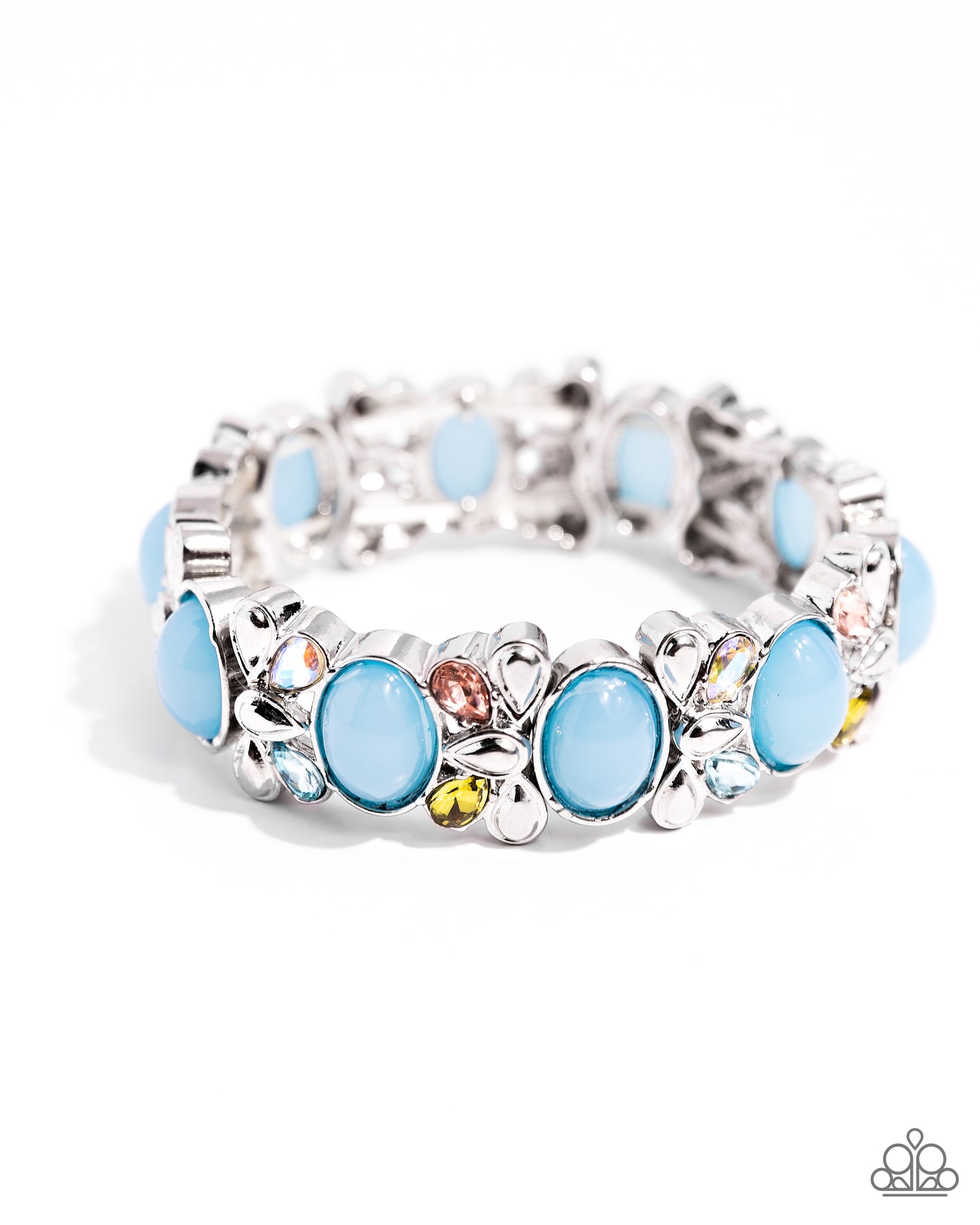 Presidential Perfection - Multi Colored & Iridescent Teardrops With Capri Blue Oval Stretch Bracelet Paparazzi B1630