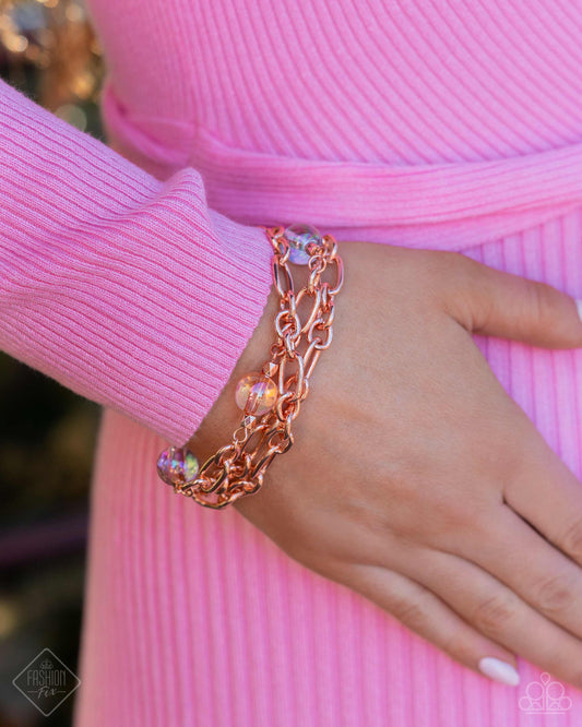 Dawn of a New Day - Copper - Shiny Copper Bracelet Glimpses Of Malibu Fashion Fix May 2024 Paparazzi B1595