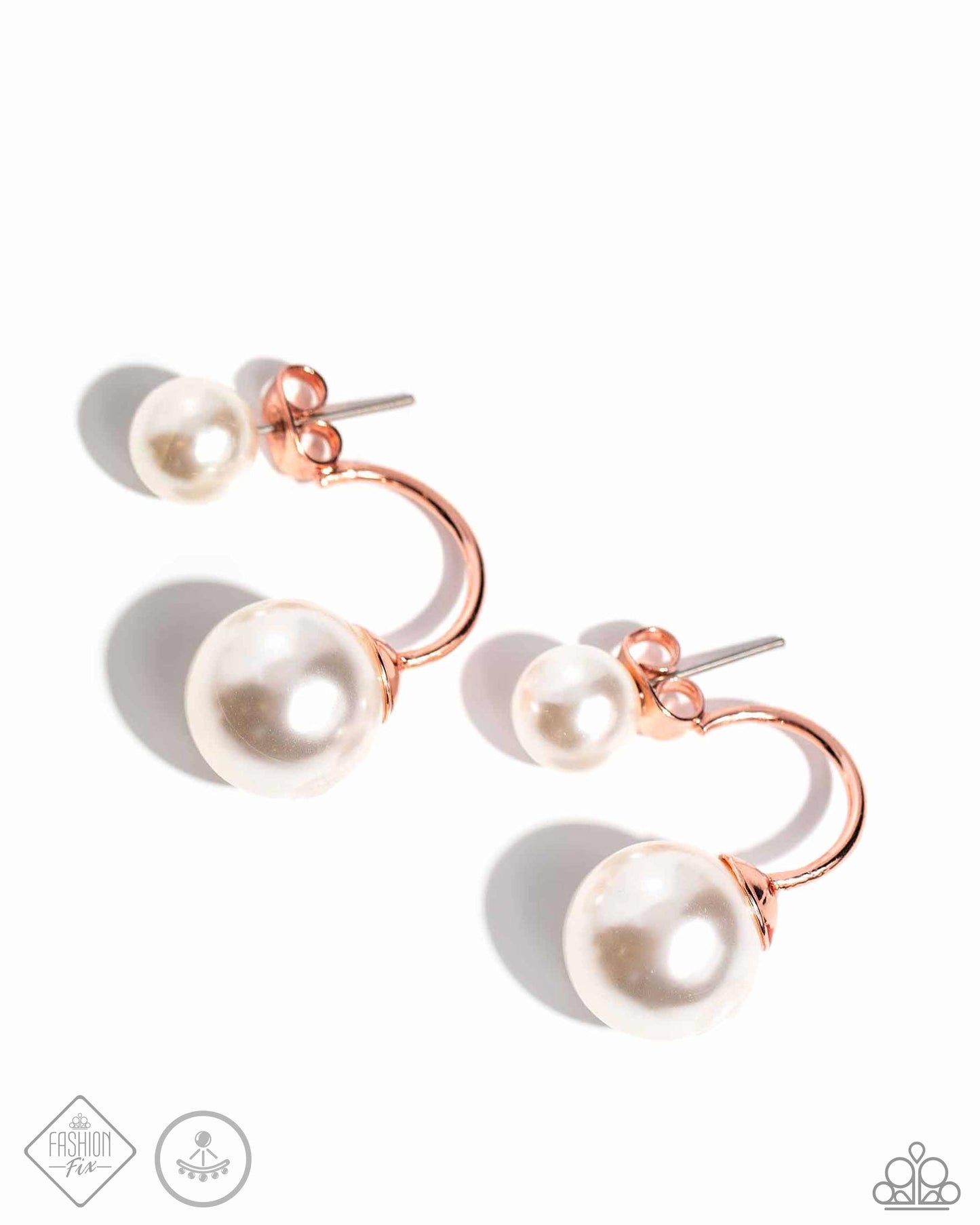 Daydreamy Dawn - Copper - Shiny Copper & White Pearl Double Sided Post Earring Glimpses Of Malibu Fashion Fix May 2024 Paparazzi E2025