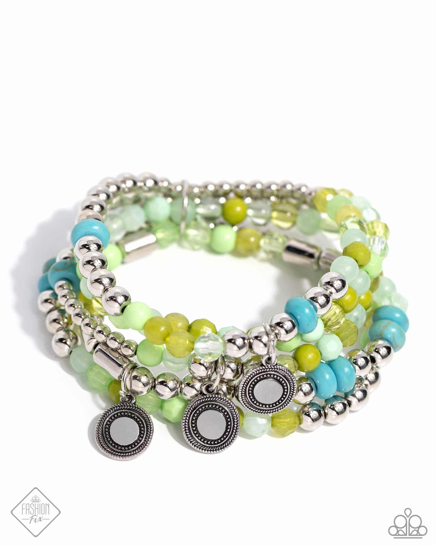 Poignant Pairing - Green Santa Fe Style Stretch Bracelet Set Fashion Fix April 2024 Paparazzi B1587