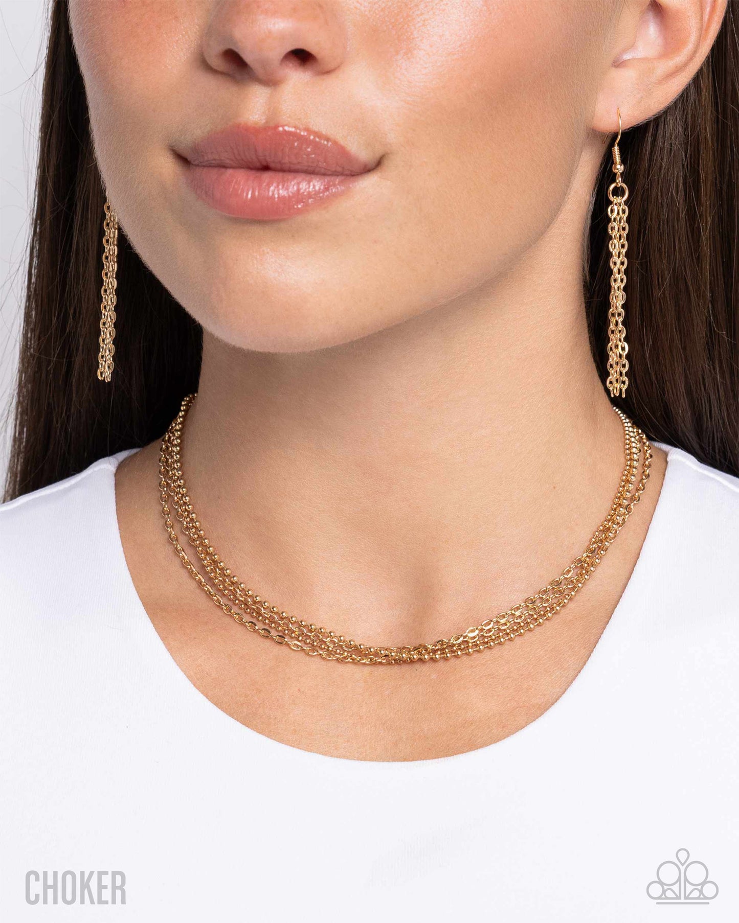 Paparazzi Industrial Independence - Gold Dainty & Ball Mismatched Chain Choker Necklace N3989