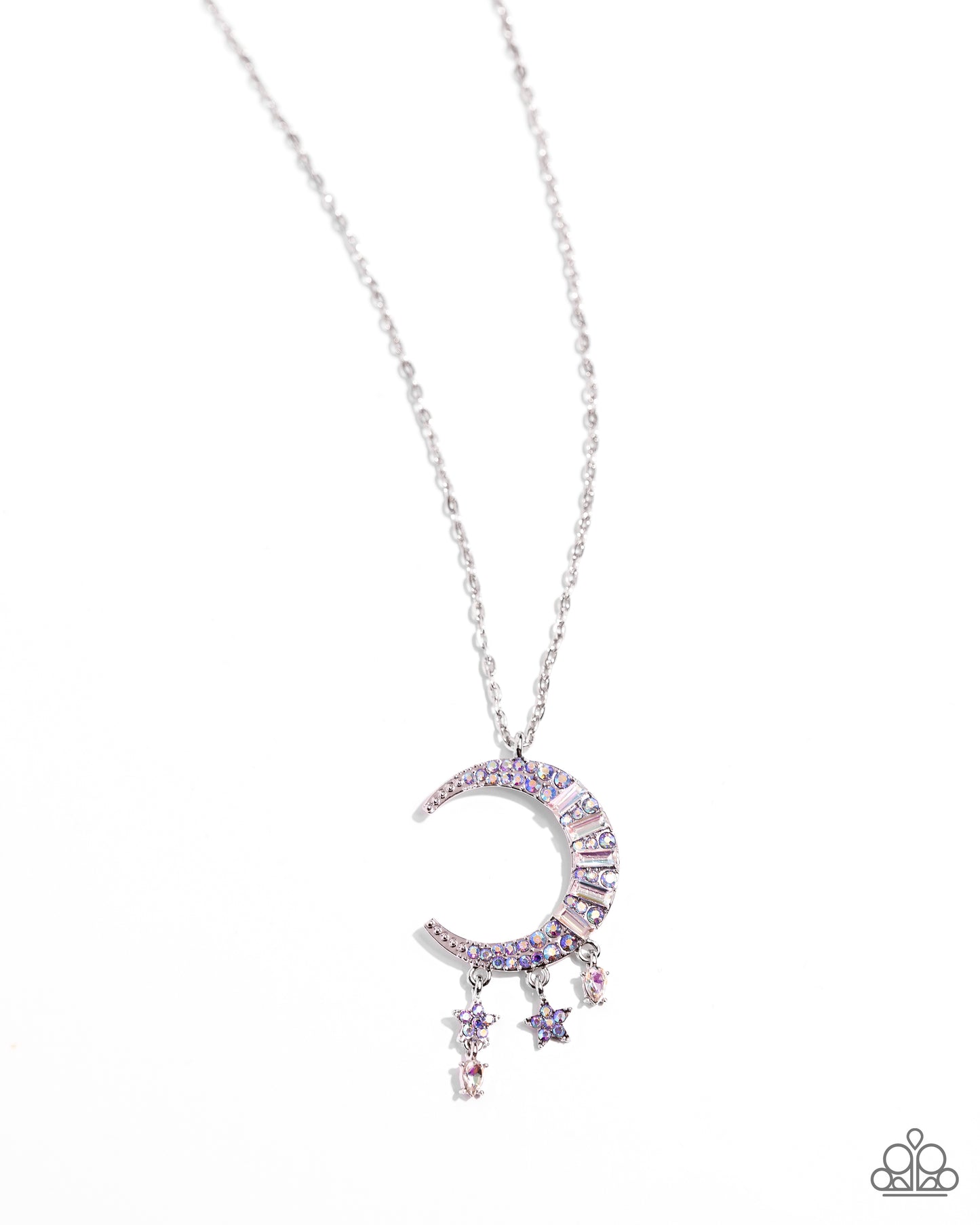 Lunar Landmark - Purple Iridescent Rhinestone & Iridescent Gem Necklace Paparazzi N2457