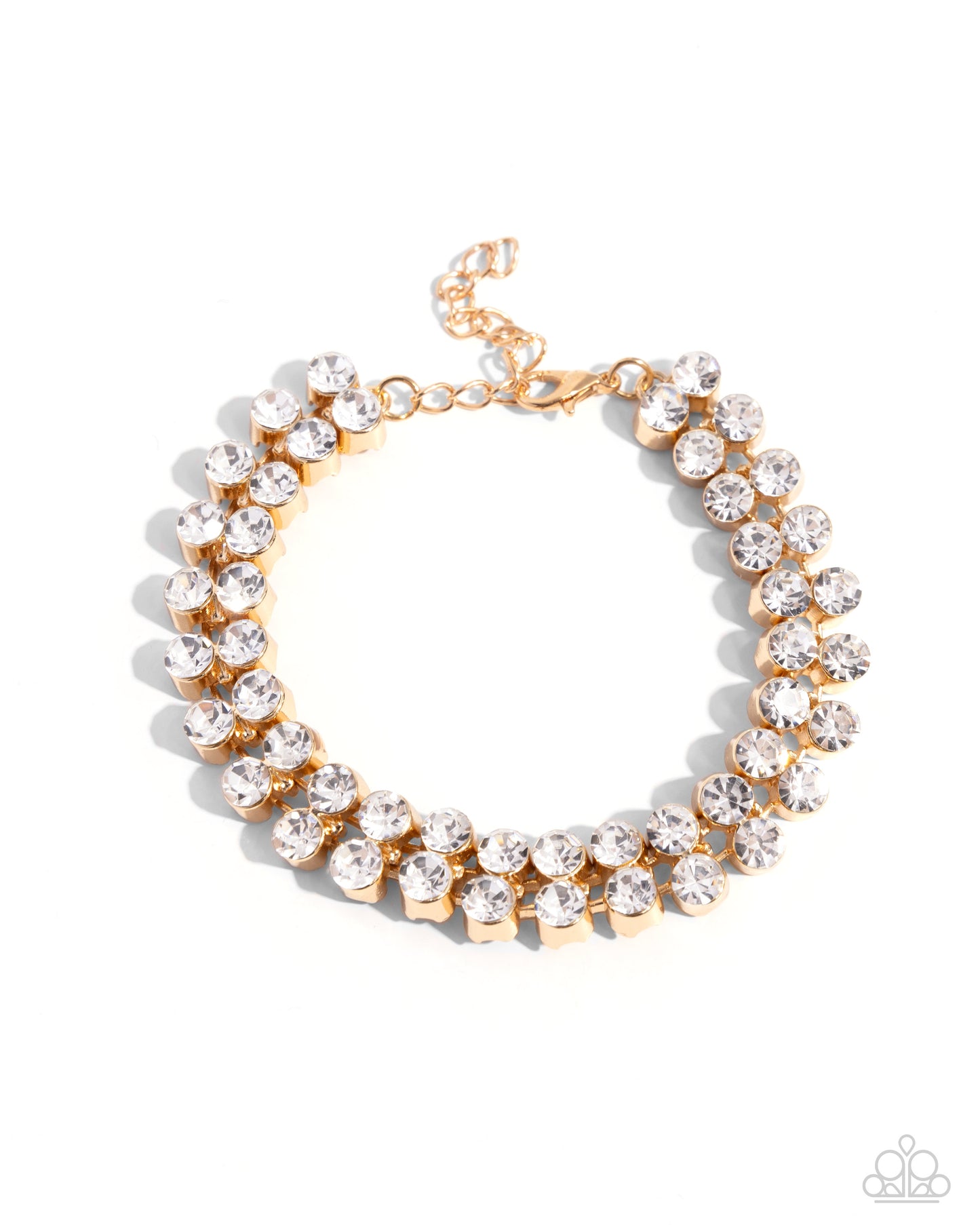 Once Upon A TIARA - Gold & White Gem Bracelet Paparazzi B0003