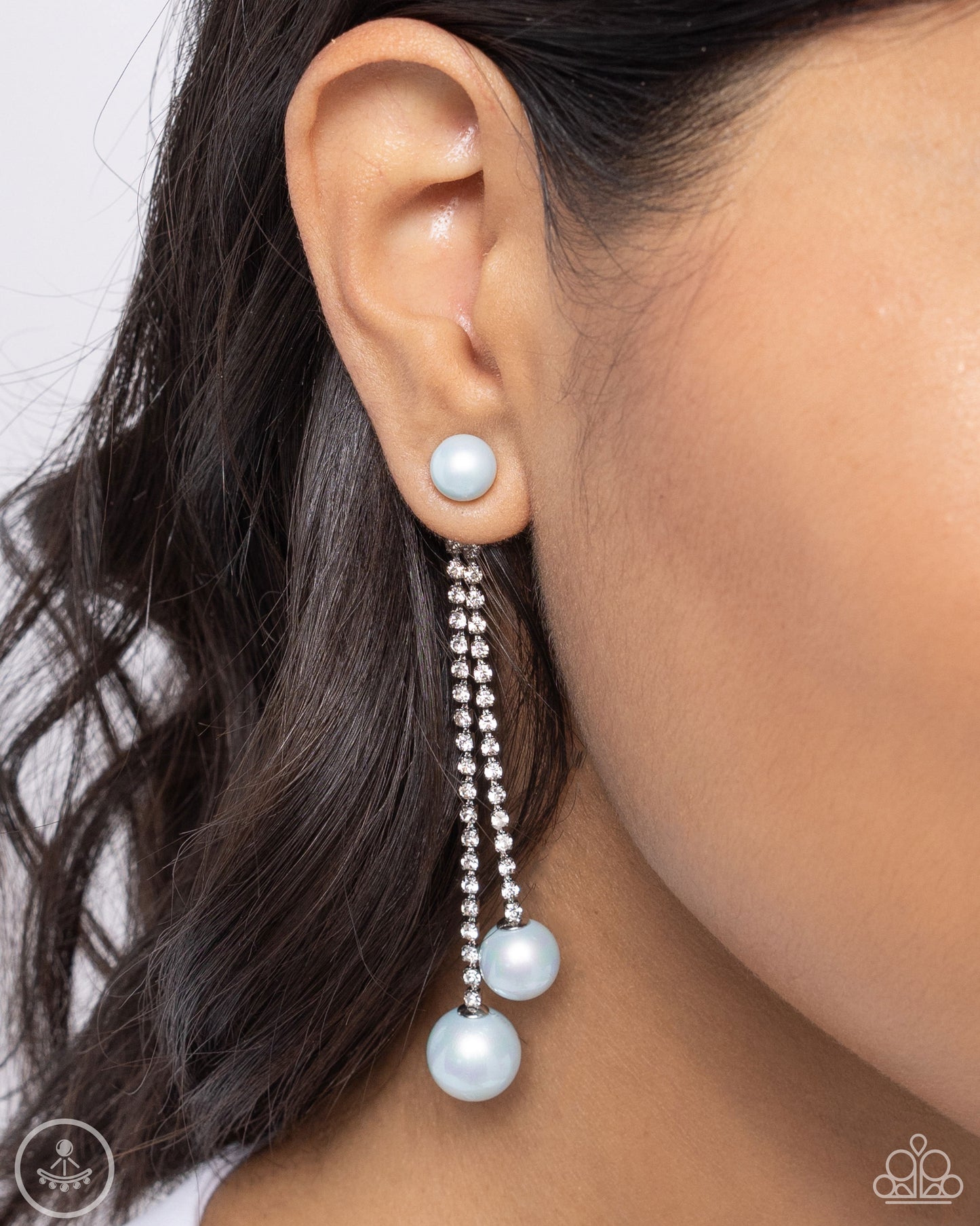 Give Us A PEARL! - Blue Pearl Double Sided Post Earring Paparazzi E2041