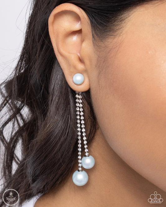 Give Us A PEARL! - Blue Pearl Double Sided Post Earring Paparazzi E2041