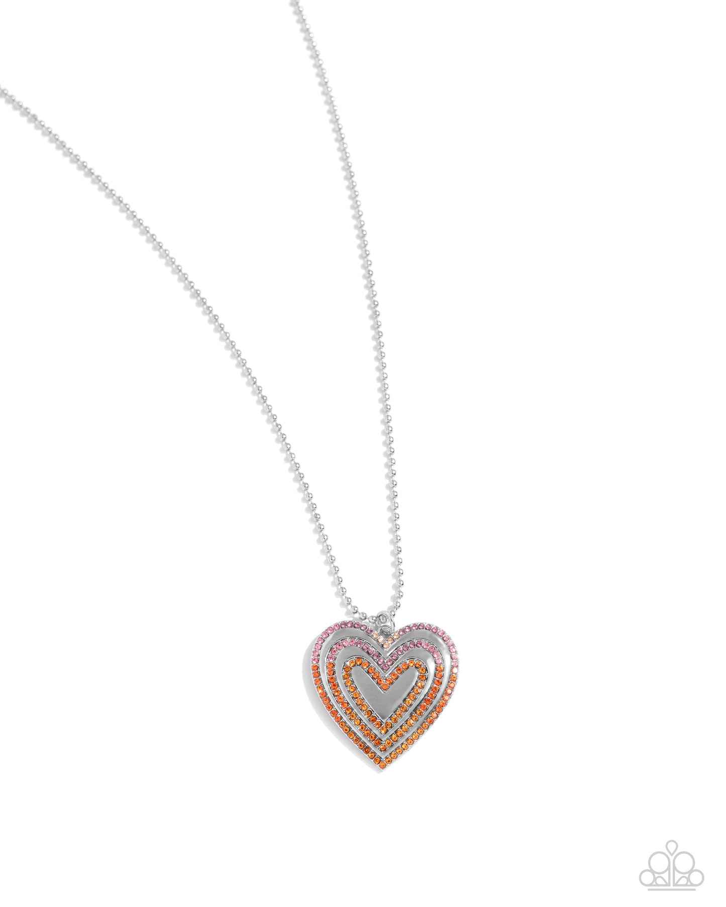 Hallucinatory Hearts - Orange Multicolored Ombre' Effect Rhinestone Necklace Paparazzi N2216