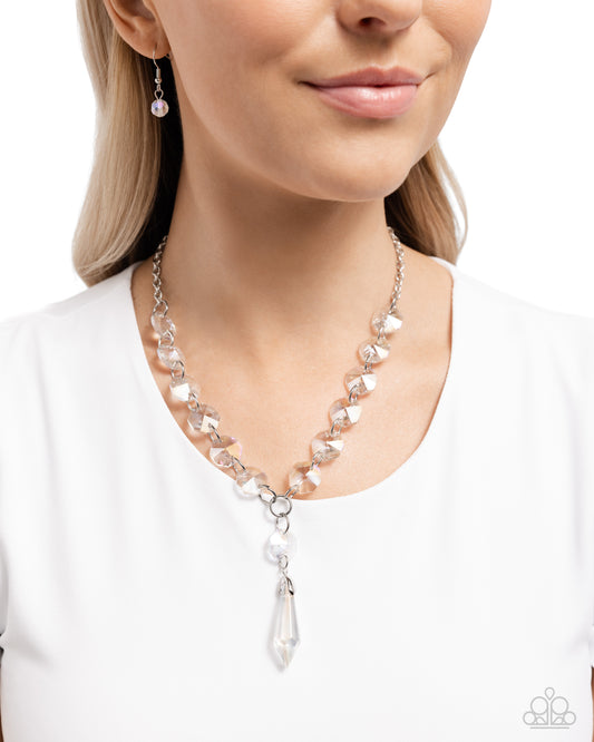 Celestial Class - White Opalescent & UV Shimmer Bead Necklace Paparazzi N2578