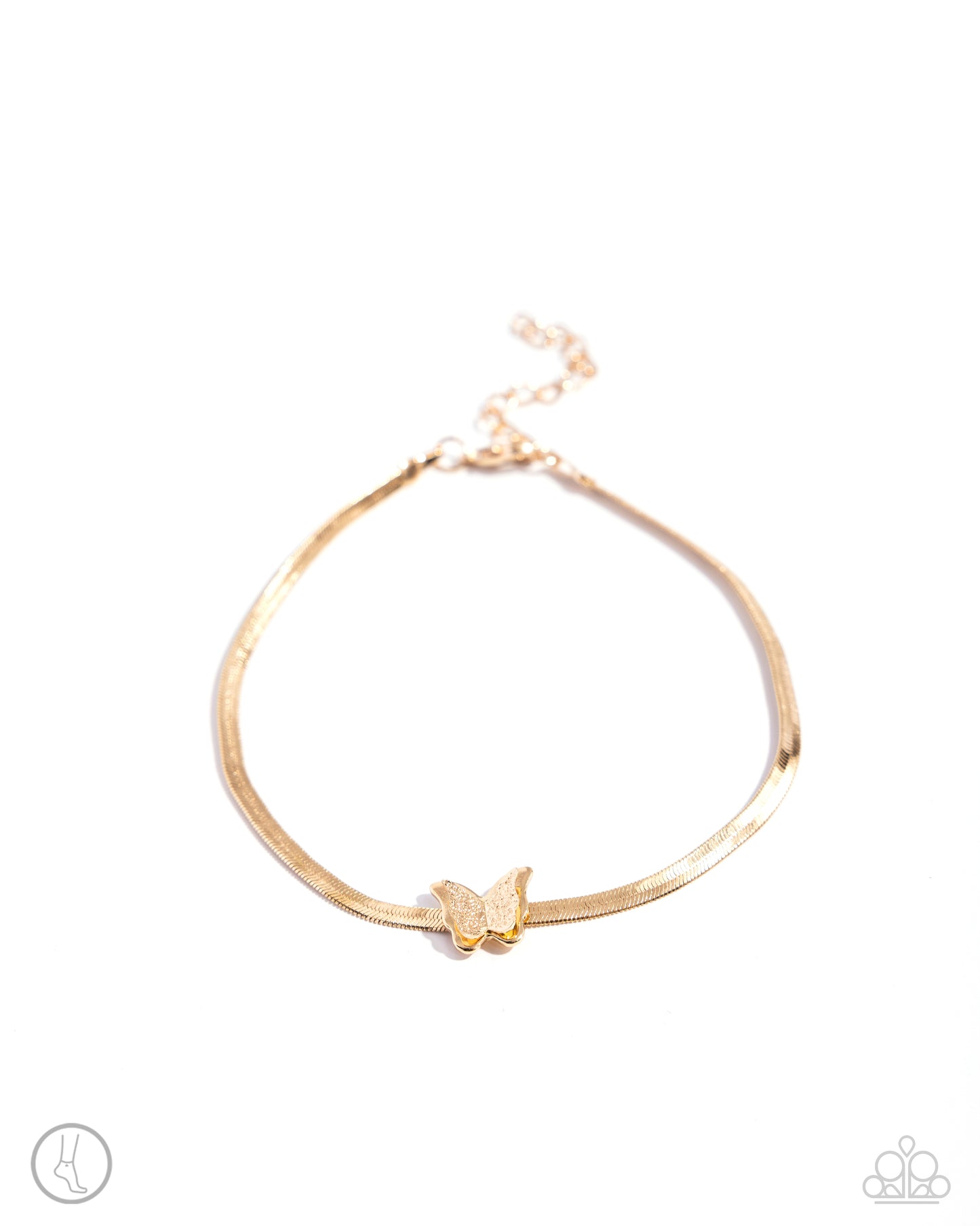 A FLIGHT-ing Chance - Gold Butterfly Anklet Paparazzi B1552