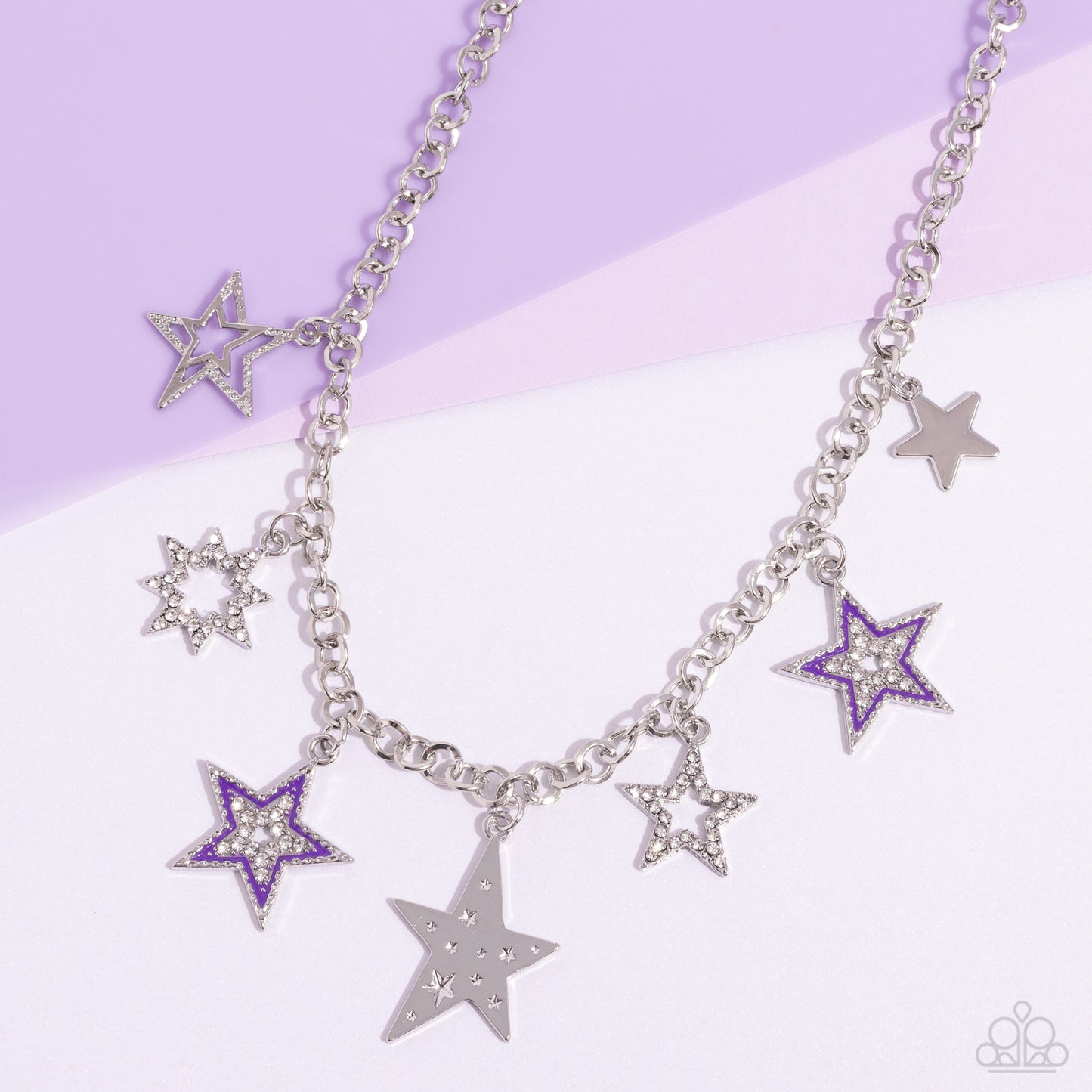 Starstruck Sentiment - Purple Painted & White Rhinestone Star Necklace Paparazzi N2290