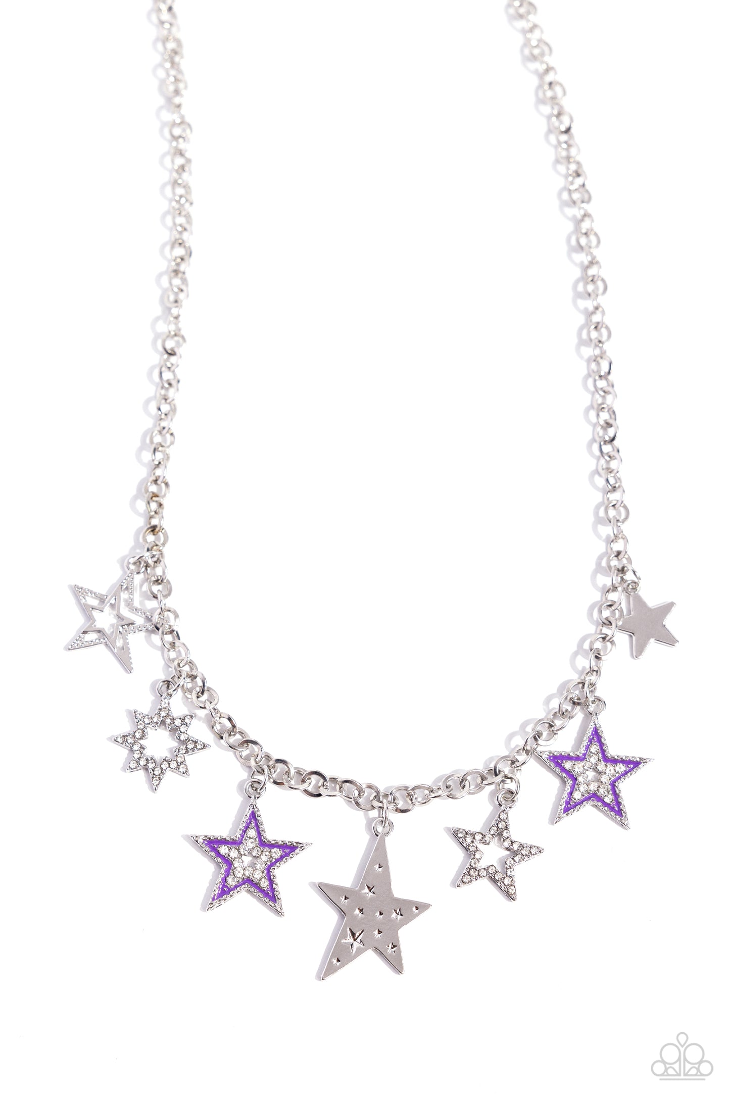 Starstruck Sentiment - Purple Painted & White Rhinestone Star Necklace Paparazzi N2290