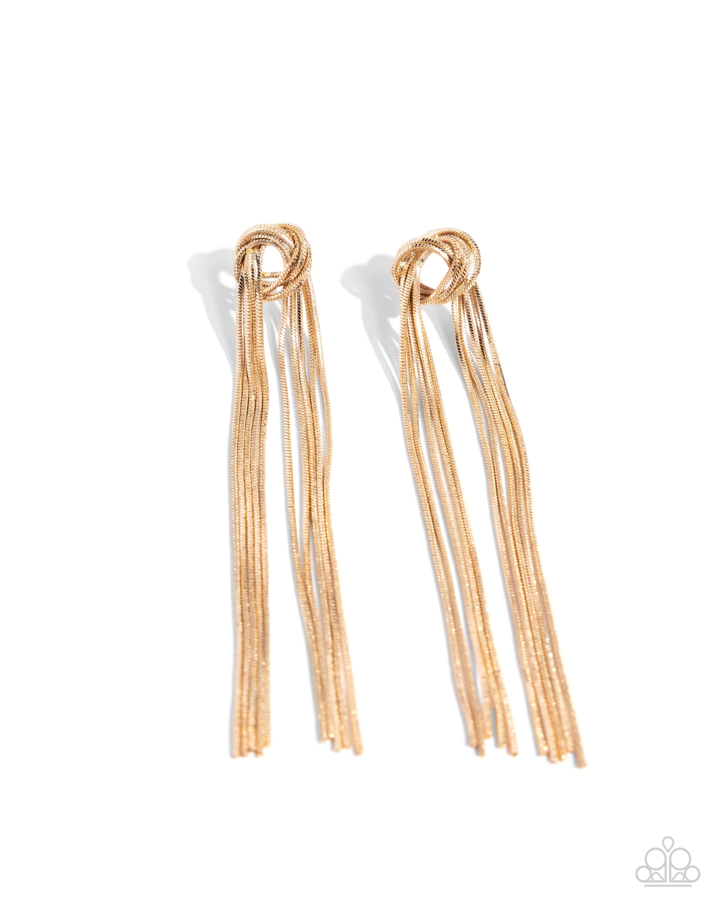 All STRANDS On Deck - Gold Snake Chain Fringe Earring Paparazzi E2074