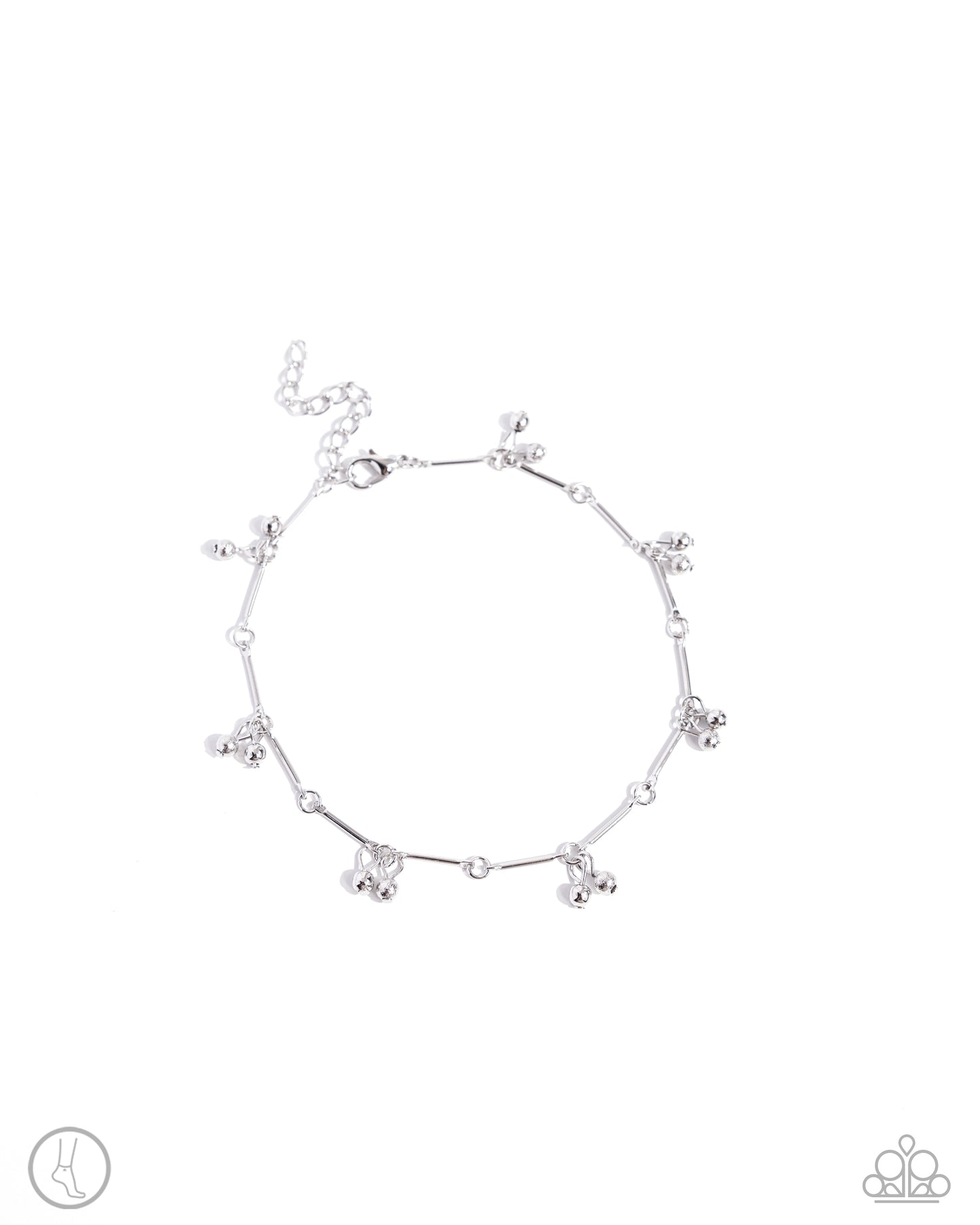 A SMILE A Minute - Silver Ring, Bead, Jump Ring Anklet Paparazzi B1519