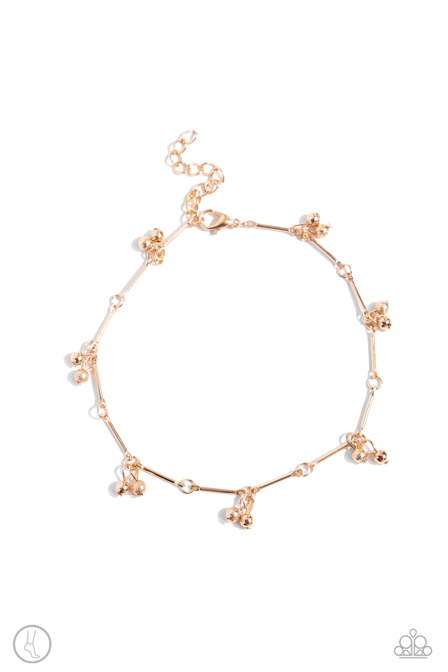 A SMILE A Minute - Gold Bead, Bars & Rings Anklet Paparazzi B1532