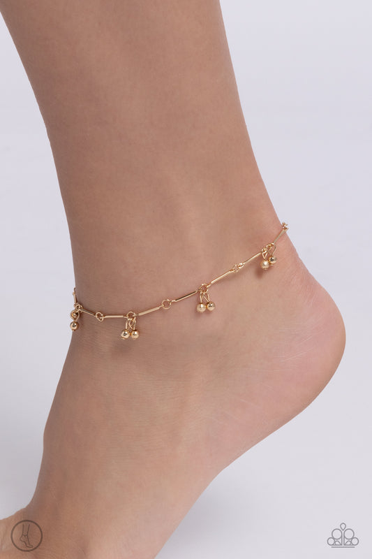 A SMILE A Minute - Gold Bead, Bars & Rings Anklet Paparazzi B1532