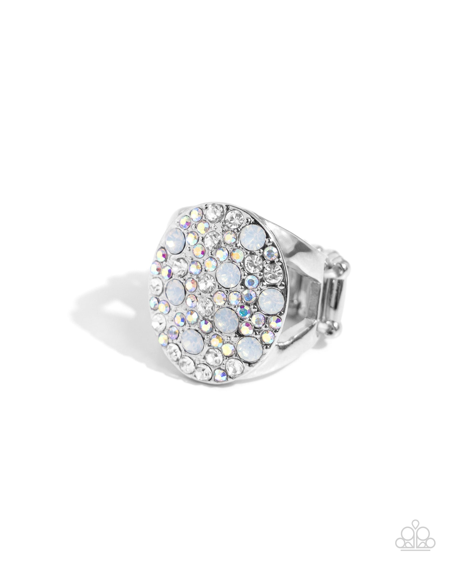 Pampered Pattern - White Opalescent, Iridescent Gem Ring Paparazzi R0766