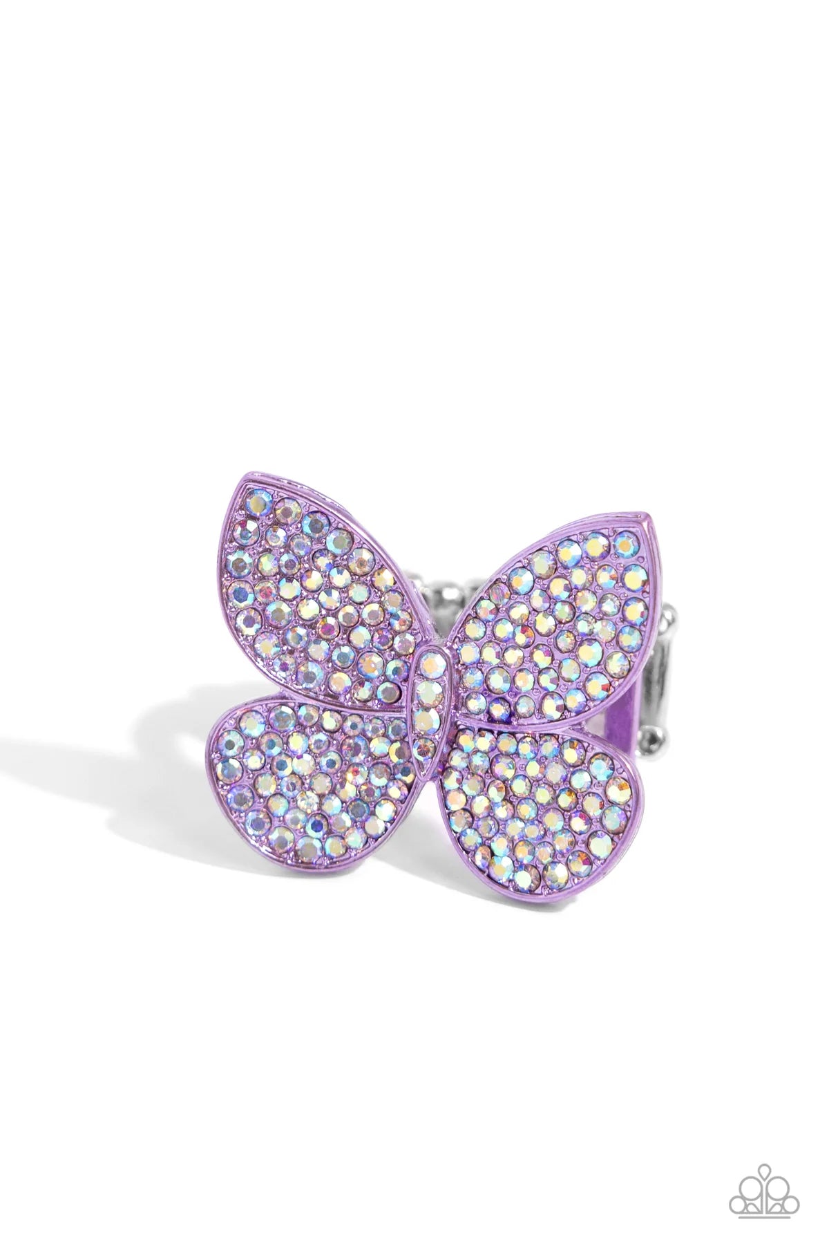 Aerial Ambassador Purple Metallic Iridescent Butterfly Ring Paparazzi R0735