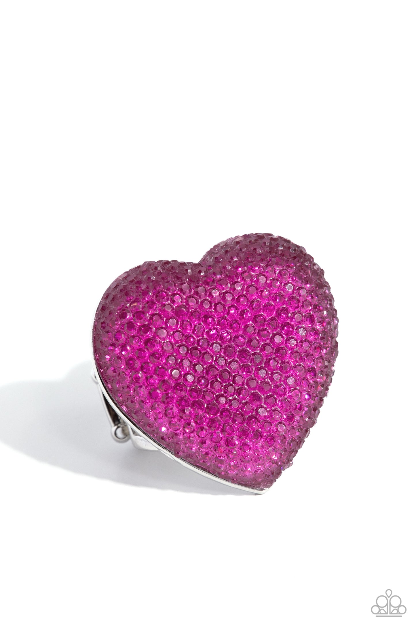 Paparazzi Hypnotizing Heart - Pink Fuchsia Rhinestone Oversized Heart Ring R1378