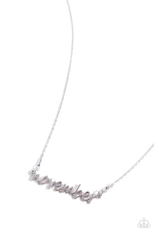 Birth Month Bling - November - Silver Birth Month Necklace Paparazzi