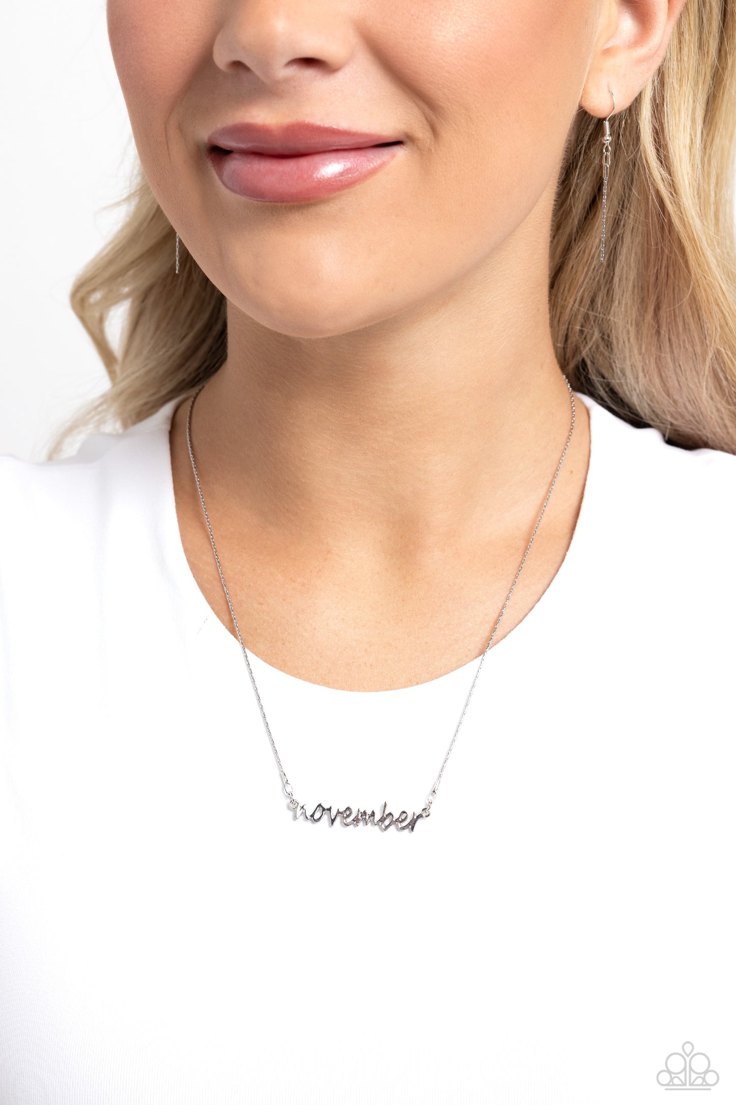 Birth Month Bling - November - Silver Birth Month Necklace Paparazzi