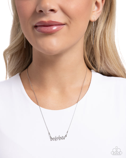 Birth Month Bling - October - Silver Birth Month Necklace Paparazzi N3630