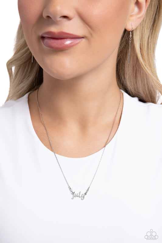 Birth Month Bling - July - Silver July Birthday Necklace Paparazzi N3278