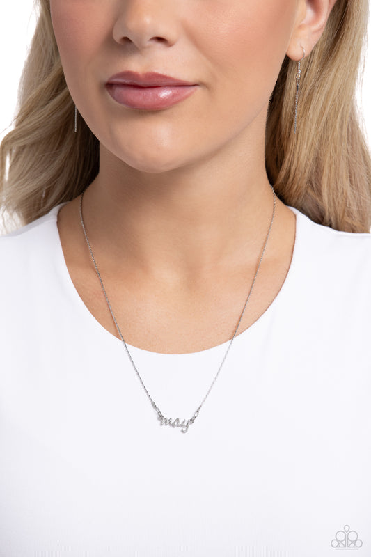 Birth Month Bling - May - Silver Birth Month Necklace Paparazzi N3099