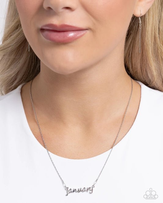 Paparazzi Birth Month Bling - January Silver Birthday Necklace N3340