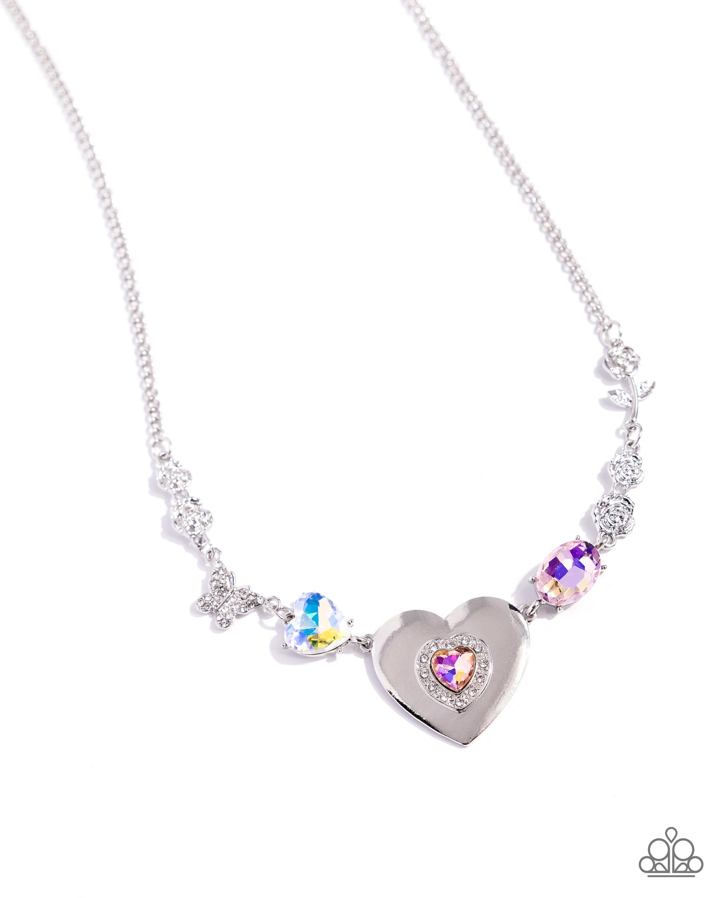 Motivated Medley - Orange Peach Heart Gem & Charm Necklace Paparazzi