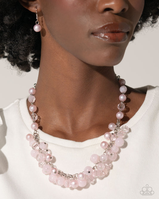 Pearl Pandora - Pink - Baby Pink Opacities & Shimmer Bead Necklace Paparazzi