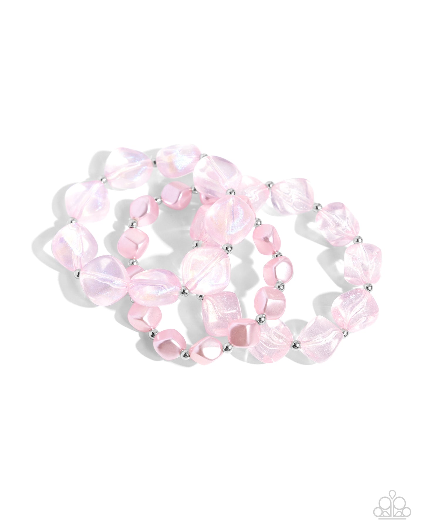 Glittery Gala - Pink - Baby Pink Pearl & Acrylic Bead Stretch Bracelet Set Paparazzi B1558