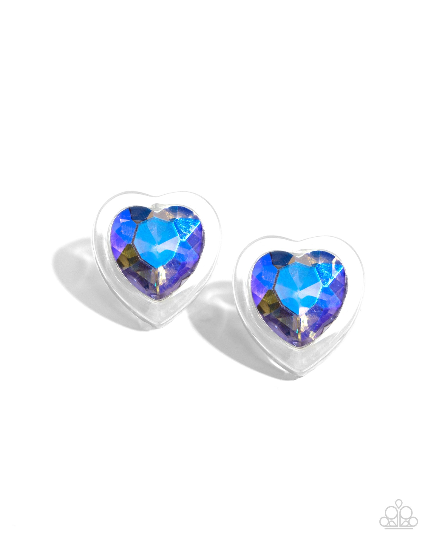 Heart-Pounding Haute - Purple to Blue UV Shimmer Heart Earring Paparazzi E2276