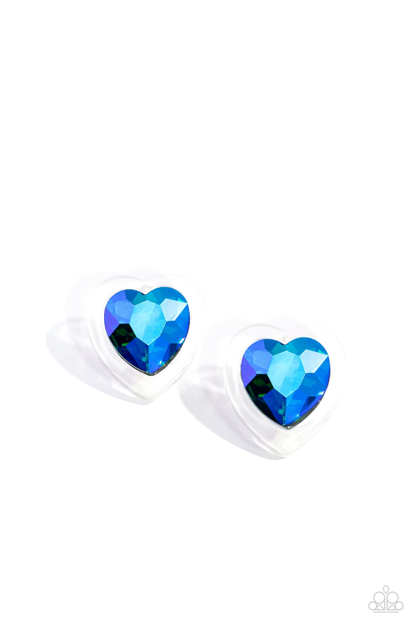 Heart-Pounding Haute - Green to Blue UV Shimmer Heart Post Earring Paparazzi E2019