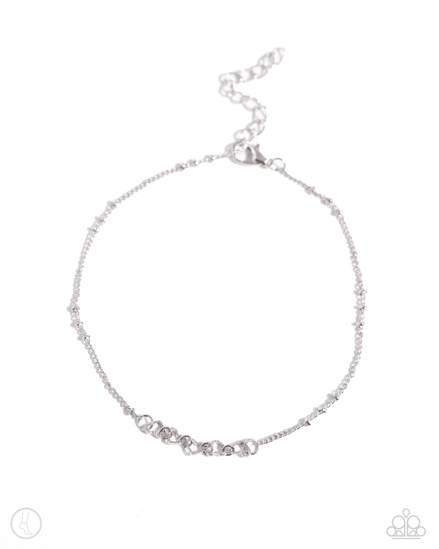 Satellite Shimmer - Silver Heart Satellite Chain Anklet Paparazzi B1562