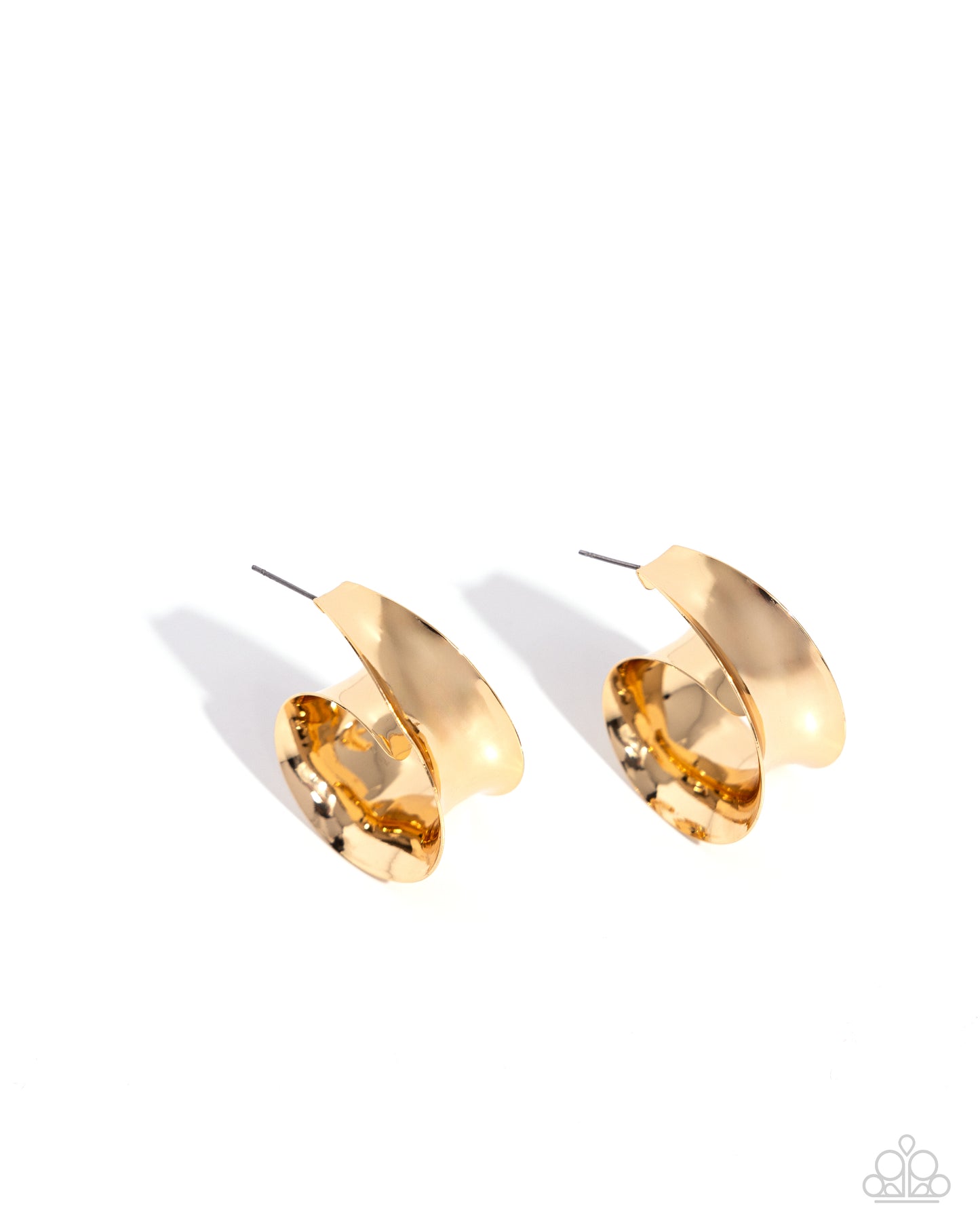 Curly Cadence - Gold 1 1/2 Inch Hoop Earring Paparazzi E2257